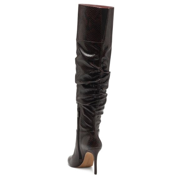 VINCE CAMUTO | Kentelli Ruched Boot Wine Snakeskin NEW - Picture 11 of 11